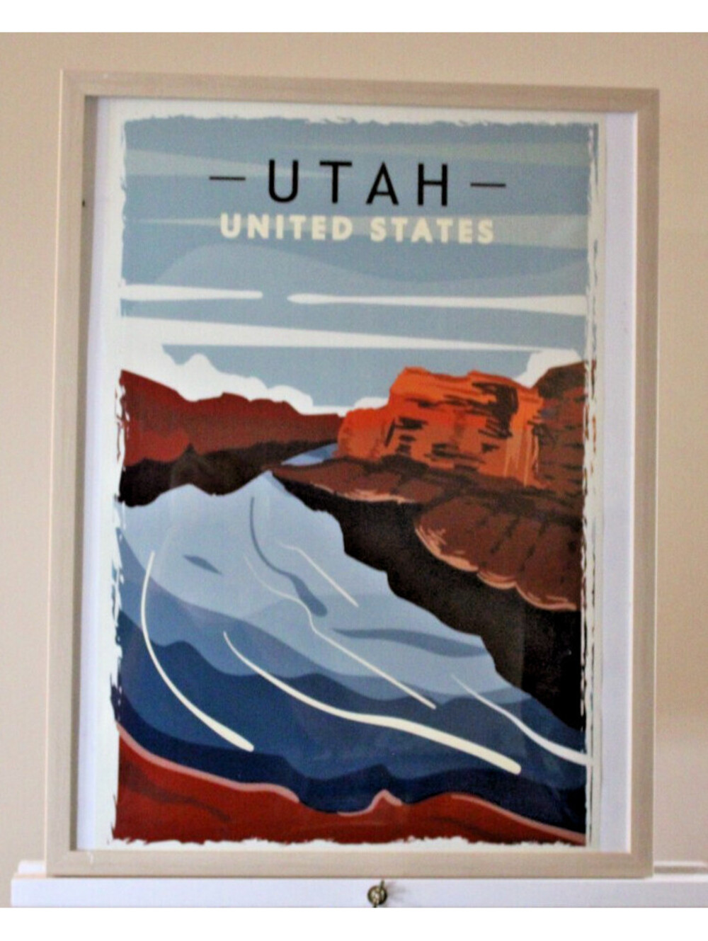 Vintage Utah U.S. Travel Poster Wall Art Red Rocks Framed 19x25" VGC